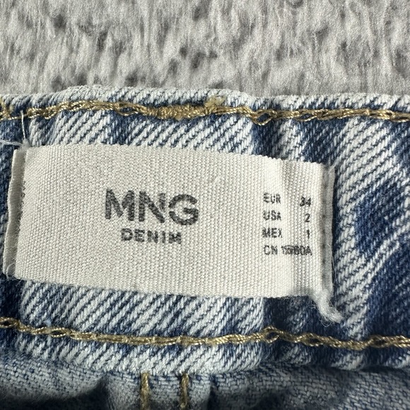 MNG Mango Jeans Womens 2 Wide Leg High Waisted Relaxed Raw Hem 26x31 - Picture 8 of 10